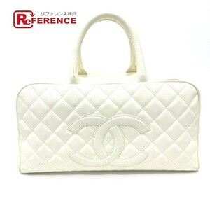 CHANEL シャネル ボストンバッグ カバン CC ココマーク ハンドバッグ ホワイト レディース【中古】