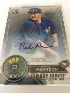 【Cubs移籍/Nate Pearson】 2018 Bowman Chrome Scouts Top 100 Refractor Auto 6/50