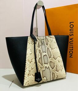 LOUIS VUITTON 新品同様 カーフ×パイソン トート バッグ ルイ・ヴィトン ロックミー カバ ショルダー バック ノワール ブラック 