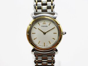 ☆【ジャンク品】SEIKO CREDOR クレドール 5A70-0040 クオーツ 腕時計 18KTベゼル レディース k_w 24-2618