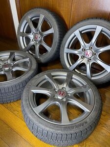 FD2 シビックタイプR 純正ホイール 良品 18×7.5j+60 PCD114.3 エンケイ 225/40R18 スタッドレスタイヤ 18インチ ホンダ HONDA CIVIC