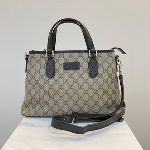 GUCCI GGスプリーム 2WAYショルダーバッグ 429019 ベージュ/ブラウン PVC/レザー グッチ ハンドバッグ