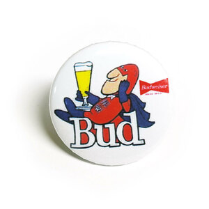 缶バッチ #CB026 BUDWEISER BUD MAN バドワイザー バドマン Bud アメリカン雑貨 缶バッジ