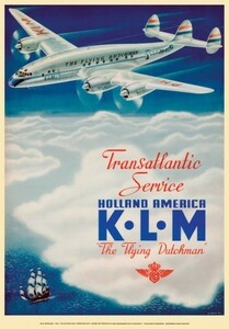 KLM ポスター　オランダアメリカ大西洋横断サービス 1946