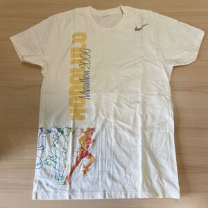 NIKE ナイキ Tシャツ クリーム色 イエロー ホノルルマラソン 2006 半袖 トップス ※ネコポス発送可 (□