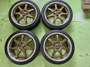 超美品（人気のS-HOLDブロンズ/リムポリッシュ）5.5Jx16インチアルミホイール・（ 溝有）165/45R16　（GOOD YEAR) 付き　4本セット品