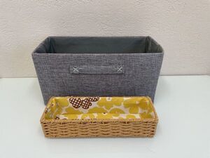 【送料無料】ハンドメイド 小物入れ 2点 (大)W32×D14×H16cm (小)W26×D8×H6cm