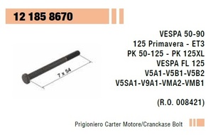 RMS 12185 8670 社外 ボルト クランクケース 平頭切り欠き M7x54 旧型ベスパ　スモール