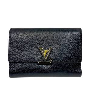 ＊LOUIS VUITTON M62157 ポルトフォイユ カプシーヌ コンパクト 三つ折り 財布 ノワール×ホットピンク レザー ウォレット ルイヴィトン