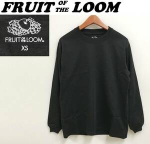 未使用 /XS/ FRUIT OF THE LOOM ブラック ロンティ 長袖Tシャツ無地 メンズ レディース カジュアル トップス 黒 丸首 フルーツオブザルーム