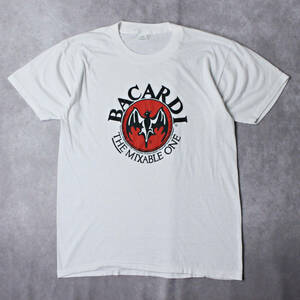 【BACARDI】70s80s USA製 ビンテージ ホワイトTシャツ XLサイズ バカルディ ラム酒 BAR