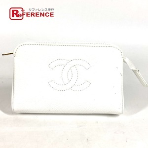 CHANEL シャネル CC ココマーク メイクポーチ 化粧ポーチ シガレットケース タバコケース ポーチ ホワイト レディース【中古】