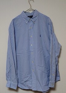 【古着】ラルフローレン 長袖シャツ 青 チェック柄 ボタンダウン RALPH LAUREN XL クラシックフィット crassic fit【正規品】