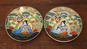 中古品☆ＳＡＭＵＲＡＩ☆ＨＡＮＤ　ＰＡＩＮＴＥＤ☆装飾プレート☆２枚セット☆日本製☆３０７Ｓ４－Ｊ１２７１９