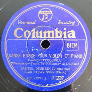 【蓄音機用SP盤レコード/欠有】DANSE RUSSE POUR VOLON ET PIANO/PASTORALE/cond.by I.STRAVINSKY-イーゴリ・ストラヴィンスキー/SPレコー