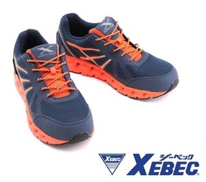 1◆未使用◆XEBEC/ジーベック◆プロスニーカー 安全靴 作業靴 SAFETY SHOES◆85142◆ネイビー◆26.5cm◆オレンジ◆通気性/耐滑性 抜群◆