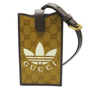 グッチ ショルダーバック GUCCI x ADIDAS トレイフォイル GG柄 スマホショルダー 斜め掛け 702203 UVSAT 7267 ブティックライン メンズ