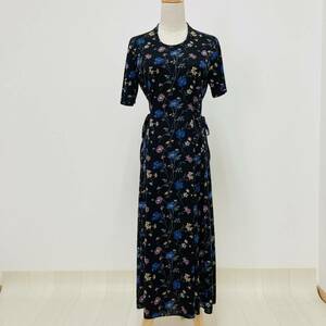 a01499 美品 VOIR ボワール LIBERTYPRINTS ロング丈ワンピース 半袖 薄手 とろみ感 11AR 花柄 華やか フェミニン ボタニカル柄　昭和レトロ