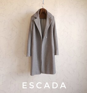 超高級 美品 ESCADA 最高級モダンチェスターコート 大人気グレーカラー 圧倒的エレガントスタイル エスカーダ 高級生地