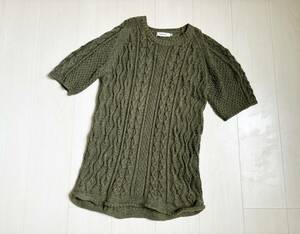 nonnative ノンネイティヴ ニット ケーブル リネン コットン 半袖 ミドルゲージ プルオーバー オリーブ 緑 0 JAPANESE LABEL knit △8