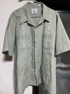 vintage キューバシャツ　Cuba shirt 襟芯入り　刺繍　柄 50s 60s 70s 80s 古着　ヴィンテージ