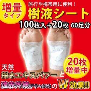 足裏樹液シート携帯用パック（100枚+20枚増量）両足60回分