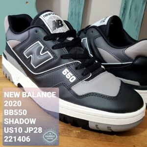 NEWBALANCEニューバランス■美品 20年 550 SHADOW シャドウ US10 JP28 バスケットボールシューズ PRIDE550復刻品 黒×灰