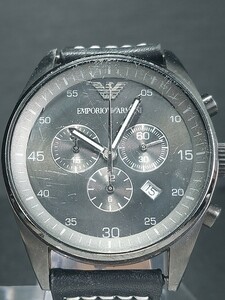 EMPORIO ARMANI エンポリオアルマーニ AR-5964 アナログ クォーツ 腕時計 ブラック レザーベルト クロノグラフ カレンダー 新品電池交換済