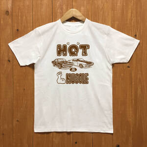 ■HOT & MUSCLE Tシャツ■XLサイズ（ホワイトxブラウン）チャ－ジャ－　チャレンジャー　ダッジ DODGE MOPAR