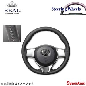 REAL レアル ステアリング SUBARU/スバル トレジア 120系 オリジナルシリーズ ノーマルグリップ ブラックオールレザー シルバーステッチ