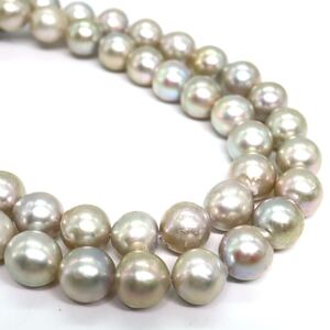 ブルー系!!1円〜!!《アコヤ本真珠ネックレス》F 約39.9g 約42.0cm 約7.9-8.3mm珠 pearl necklace パール DH0/ZZ E438