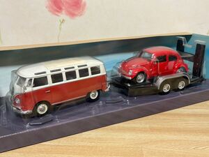 送料無料　1/24 1/25 フォルクスワーゲン ビートル サンバ バン 積載車 トレーラー ミニカーセット VOLKSWAGEN BEETLE SAMBA VAN TRAILER