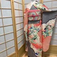 ［9337］振袖 4点セット 美品 成人式 卒業式 小田急扱い 正絹 着物 袷