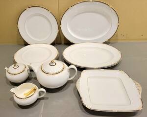 【YOI0706.1-2OM】1円～ WEDGWOODおまとめ! ウェッジウッド CAVENDISH キャベンディッシュ 大皿9枚 ティーポット クリーマー シュガー 中古