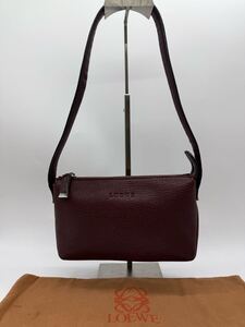 【美品】LOEWE ロエベ　ロゴ　レザー　ショルダー　バッグ　ボルドーカラー