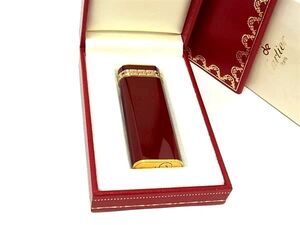 1円 ■美品■ Cartier カルティエ マストライン オーバル 高級ガスライター ローラーガスライター 喫煙グッズ ボルドー系 FF4171