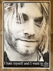 ■90s ヴィンテージ 新品 デッドストック NIRVANA - KURT COBAIN Tribute オフィッシャル 特大ポスター カートコバーン ニルバーナ