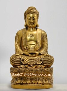 「仏教法具 寺院用仏具」極上品 釈迦如来仏像 真鍮製 仏教芸術品 高さ38cm