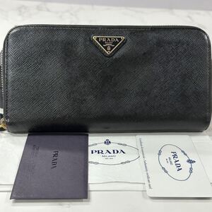 プラダ　PRADA 財布　長財布　サフィアーノ　ロゴ金具　ラウンドファスナー　メンズ　