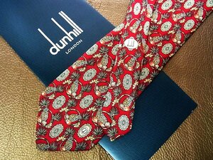 ★並品★4R00025【dunhill】ダンヒル「パイナップル 果物 フルーツ dロゴ 柄」ネクタイ