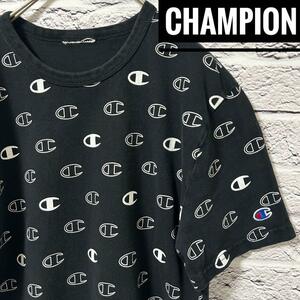 【 Champion 】 チャンピオン Tシャツ ブラック 黒 半袖 ロゴ メンズ 古着　レディース　アメカジ　US古着　大きいサイズ