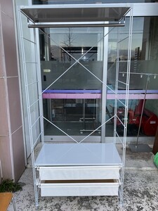 札幌近郊南幌町発 無印良品 スチールユニットシェルフ 2列 引出し付き 収納家具 1人暮らし カスタマイズ ラックB