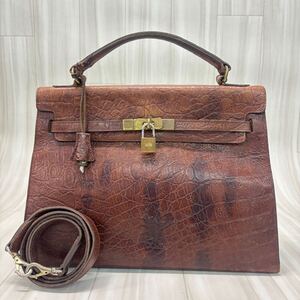 FN241108-296 英国製 Mulberry Company マルベリー カンパニー 2way ハンドバッグ ショルダーバッグ ブラウン レザー 本革 ヴィンテージ鞄