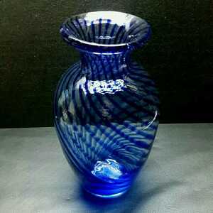 【フラワーベース】★ブルーライン 花瓶★花器 インテリア クリスタル ガラス　グラス オブジェ 置物