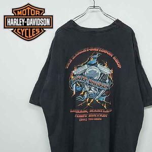 90s 古着 ハーレーダビッドソン ラナム メリーランド州 Ｔシャツ 4XL