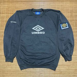 90s UMBRO アンブロ 前V ロゴ両面刺繍 ラグラン スウェット シャツ トレーナー ジャージ グレー M ビンテージ オールド