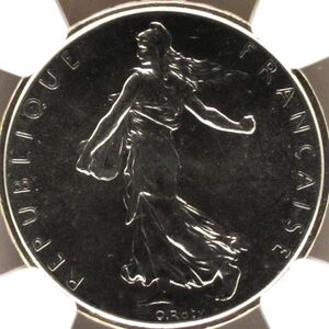 『高鑑定』1965年 フランス 5フラン銀貨 NGC MS67 種を蒔く人 マリアンヌ[FS062811]