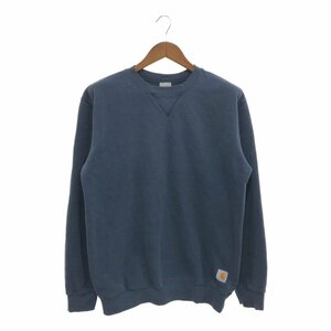 SALE/// Carhartt カーハート コットン 無地 スウェット トレーナー 前V ワーク カジュアル ネイビー (メンズ M) P5125