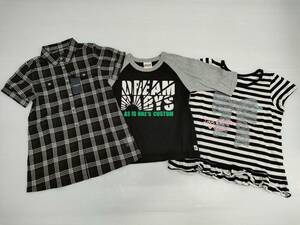 【再値下げ！即決！タグ付！】★COMME CA DU MODE FILLE/DREAMBABYS/西松屋★Tシャツ チュニック チェック ボーダー 黒系 110 3点セット