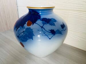 K42☆香蘭社☆花瓶 壺 花器 インテリア 置物 美品 骨董品 W220×D220×H200㎜（開口：直径100㎜）